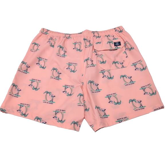 Life is Good Jake Golf Swim Trunks Mens Size L Peachy Pink Multi UPF 50+ NEW NWT - Picture 2 of 13